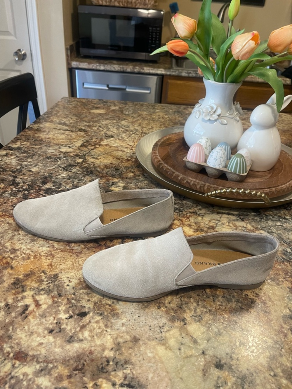 Lucky Brand Women's Slip-On Loafers in Light Gray Suede